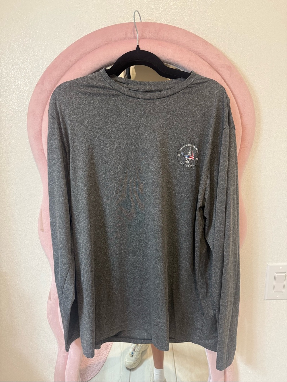 Vineyard Vines Heather Gray Crewneck Tee with Whale Logo - Nantucket